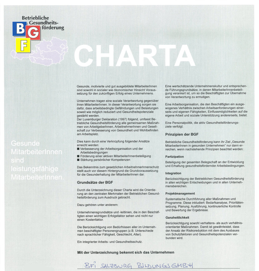 Charta der Betrieblichen Gesundheitsförderung
