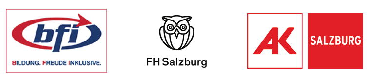 Kooperationspartner Logo BFI Salzburg, Logo FH Salzburg, Logo AK Salzburg